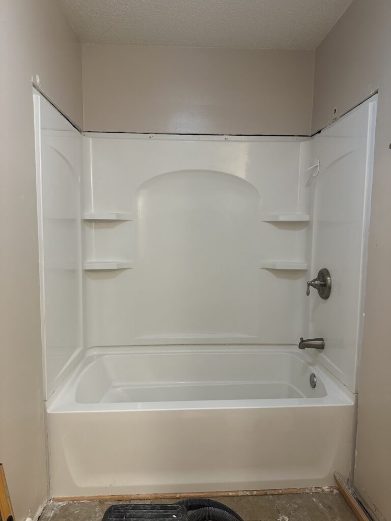 Multi-function shower tower installation with rain shower head in Dublin, OH.