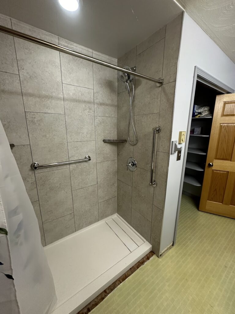 Decorative bathroom wall panels with natural slate texture in Columbus.