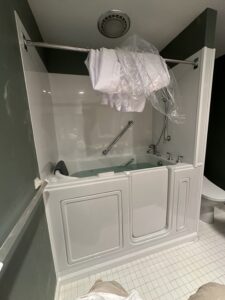 Premium walk-in tub with leak-proof side door and safety seat in Columbus, OH.