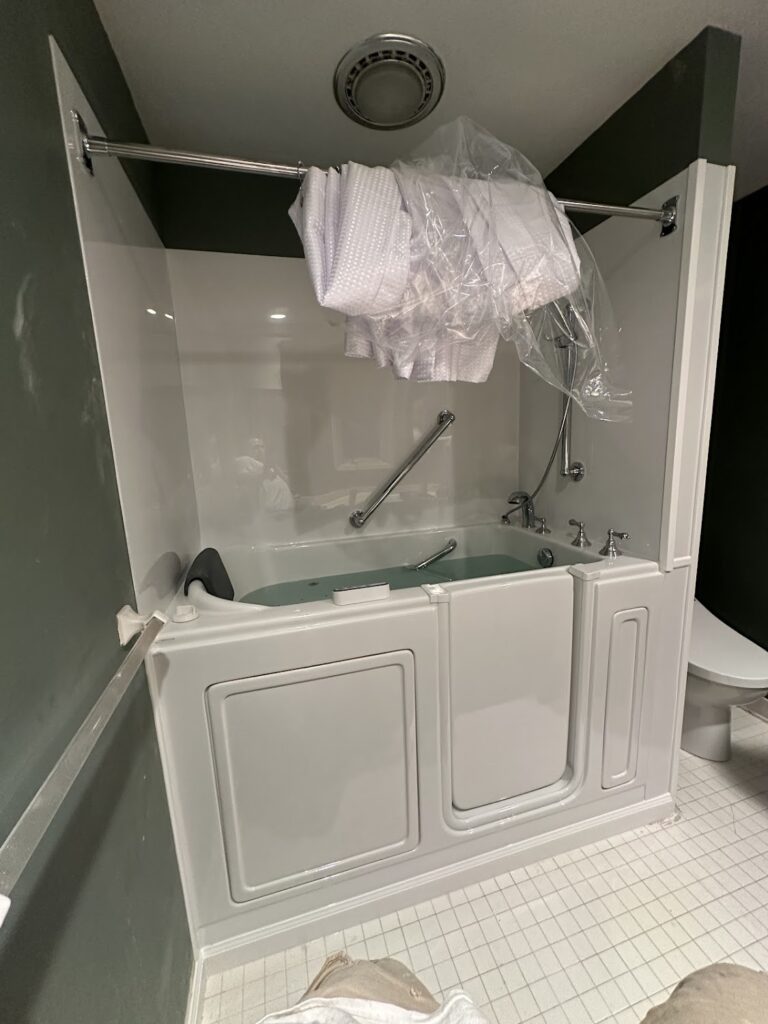 Premium walk-in tub with leak-proof side door and safety seat in Columbus, OH.