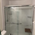 Custom vertical stack tile installation in a modern walk-in shower in Columbus, OH.