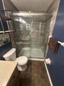 Heavy-duty stainless steel safety grab bar installed in a walk-in tub in Columbus.