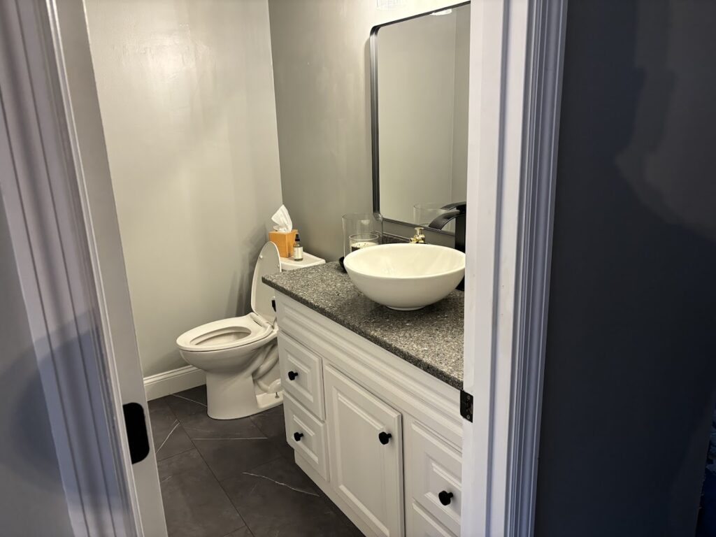 Custom bathroom vanity and vessel sink renovation in Newark Ohio