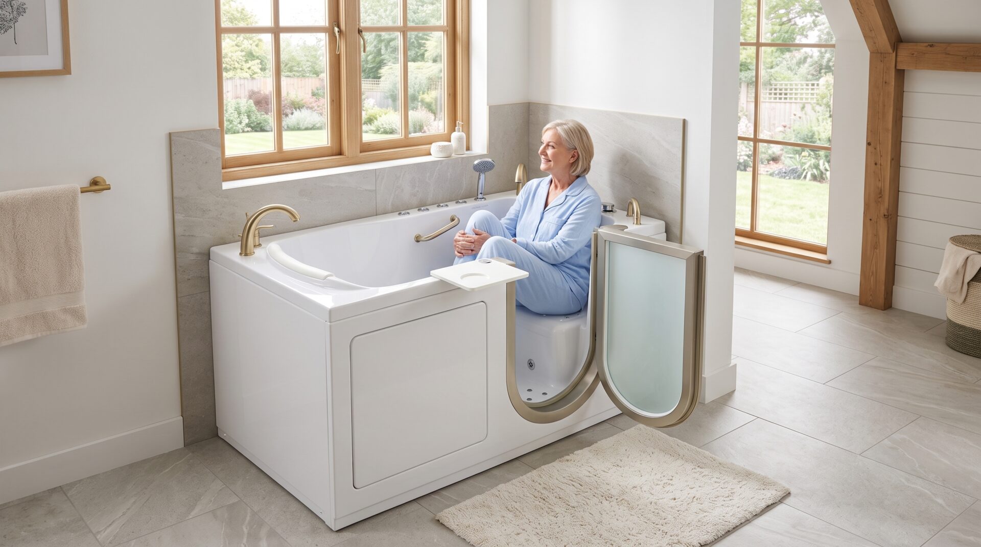 Senior Couple Enjoying A New Walk-In Tub In Their Canal Winchester Home