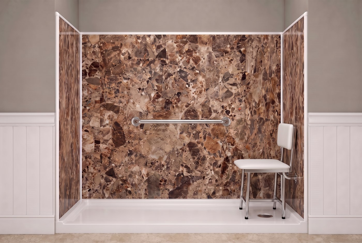 Breccia Paradiso + Padded Seat + Chrome Bar