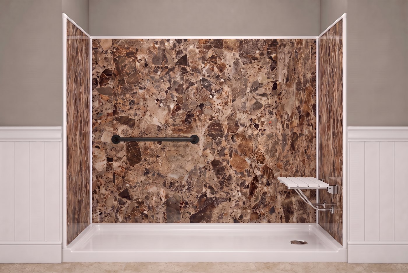 Breccia Paradiso + White Seat + Black Bar