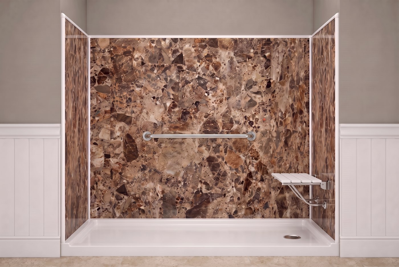 Breccia Paradiso + White Seat + Chrome Bar