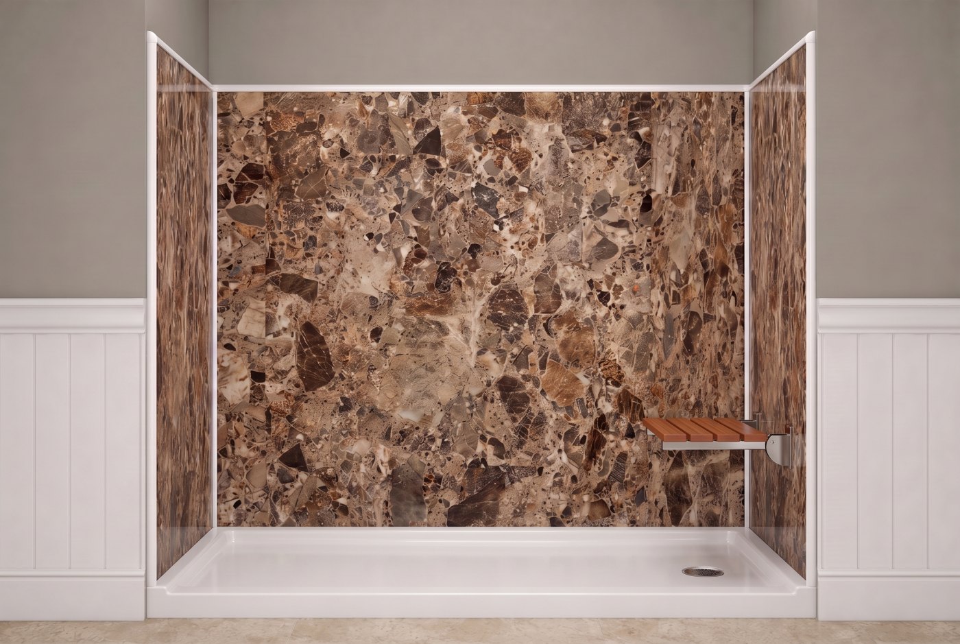 Breccia Paradiso + Wood Seat