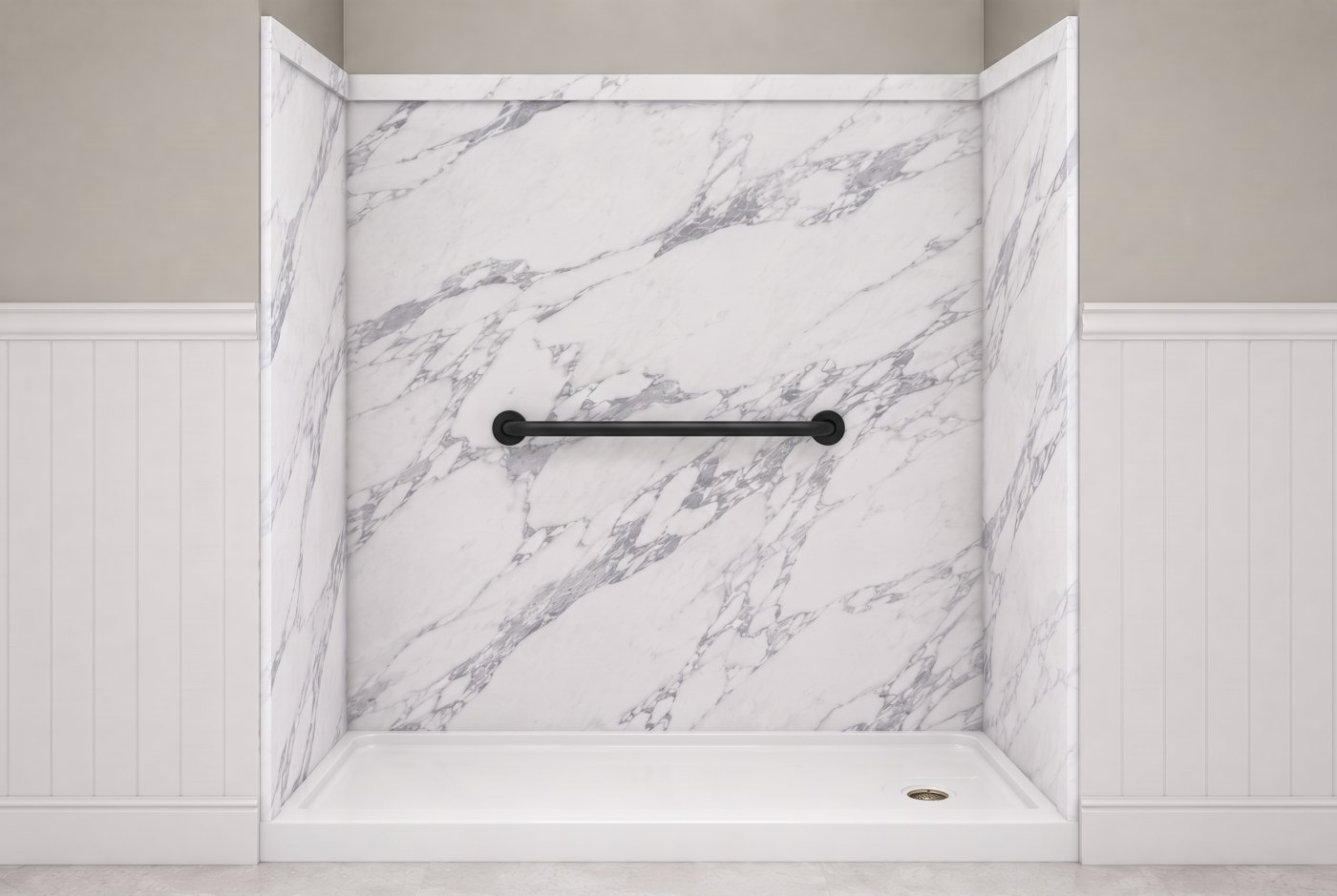 Calacatta White + Black Bar