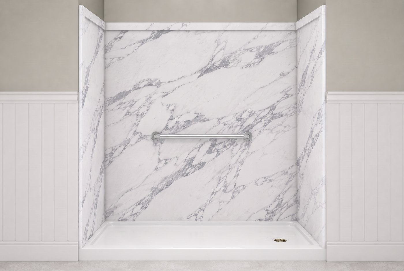 Calacatta White + Chrome Bar