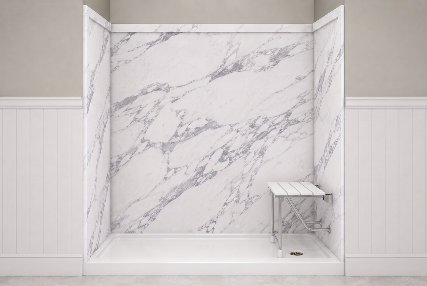 Calacatta White + White Seat