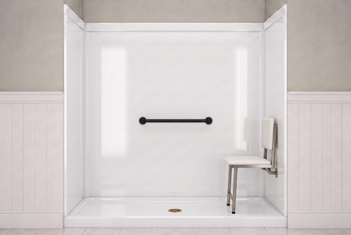 White + Padded Seat + Black Bar