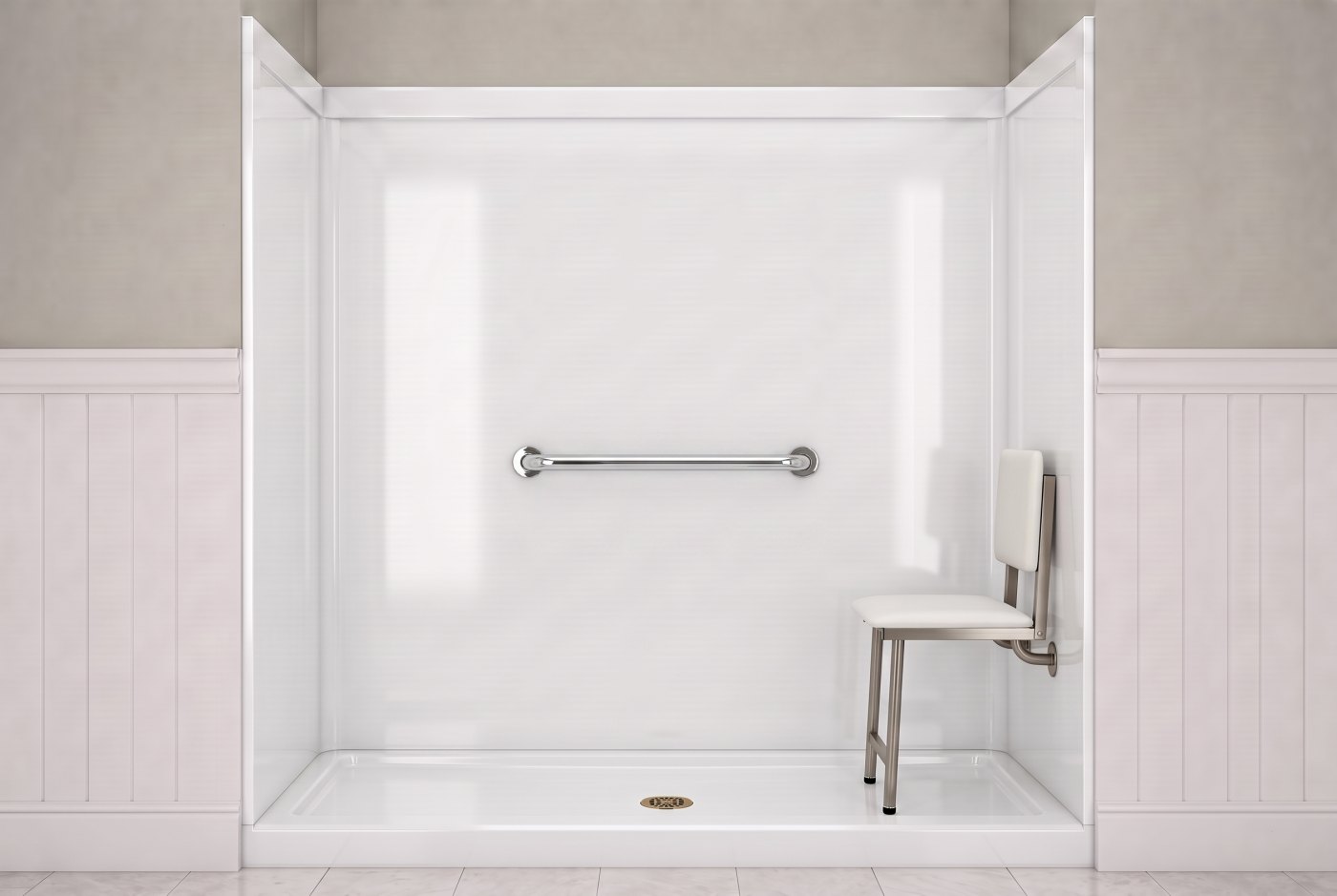 White + Padded Seat + Chrome Bar
