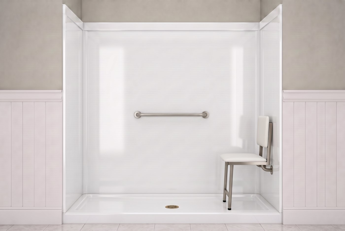 White + Padded Seat + Nickel Bar