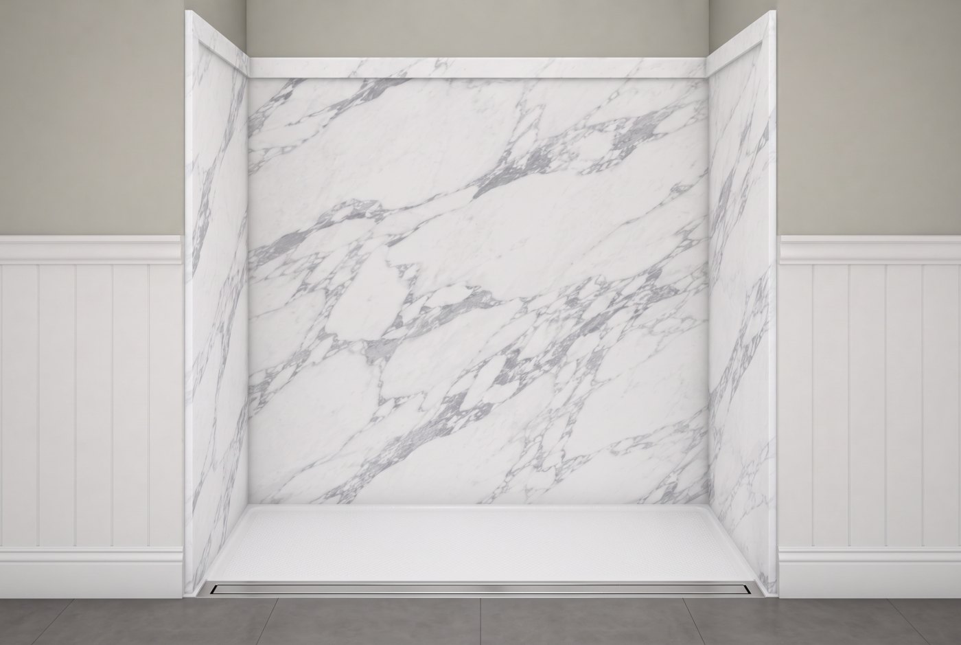 Calacatta White + Roll-In Base