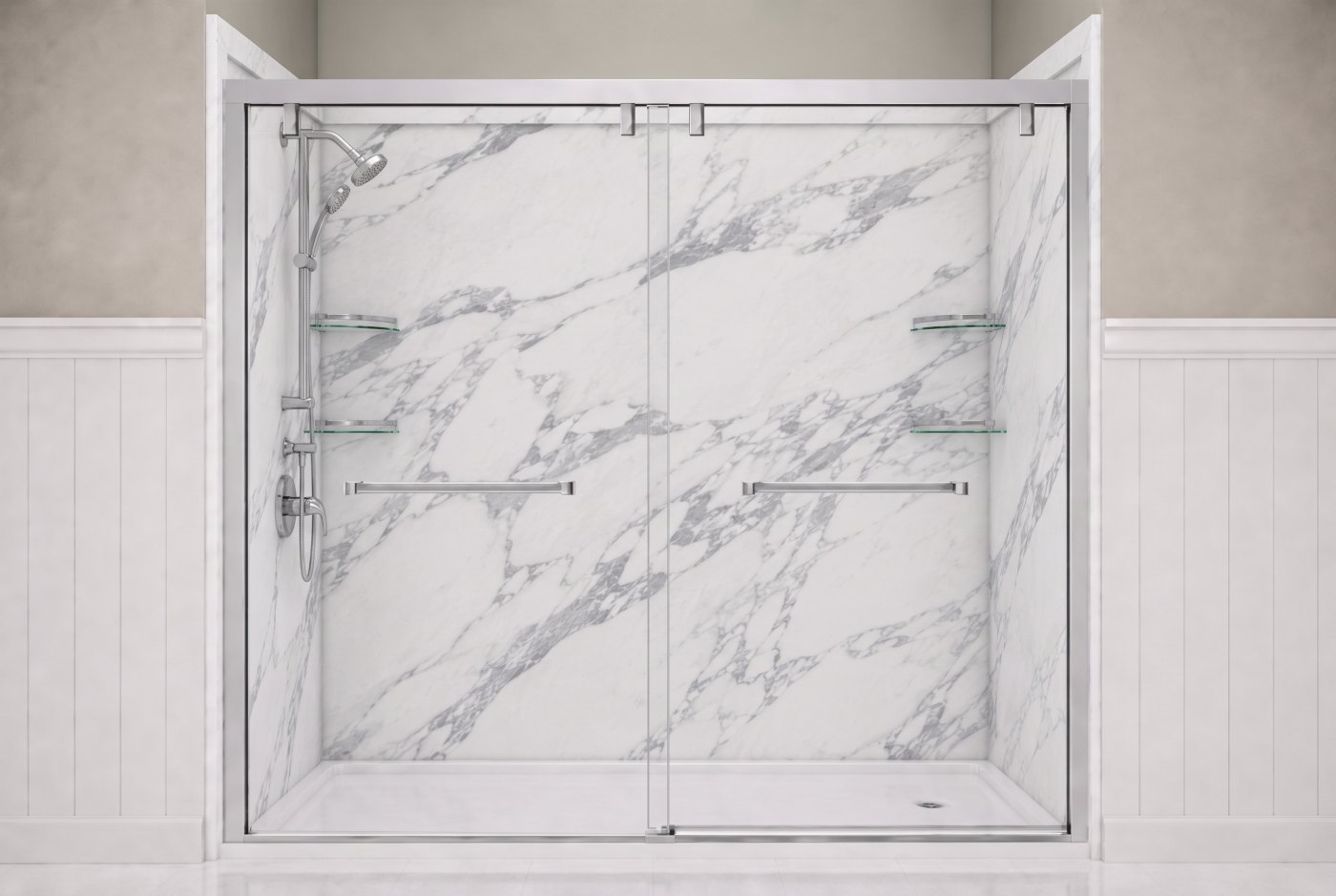 Calacatta White Walls With The Selected Fixture