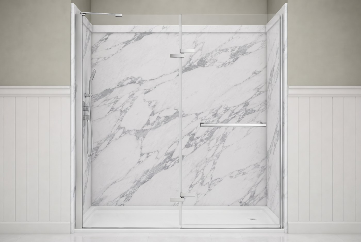 Calacatta White Walls With The Selected Fixture