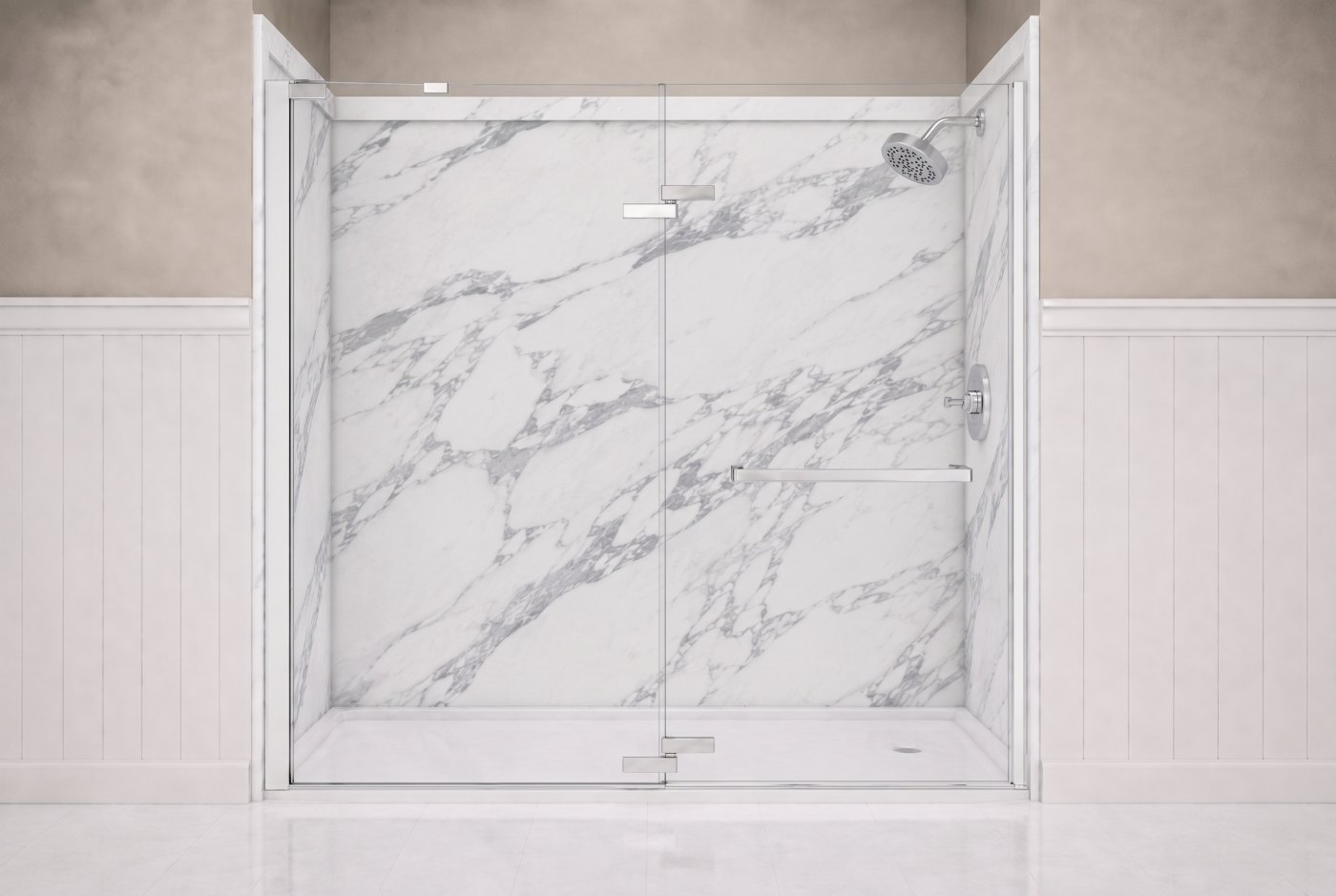 Calacatta White Walls With The Selected Fixture