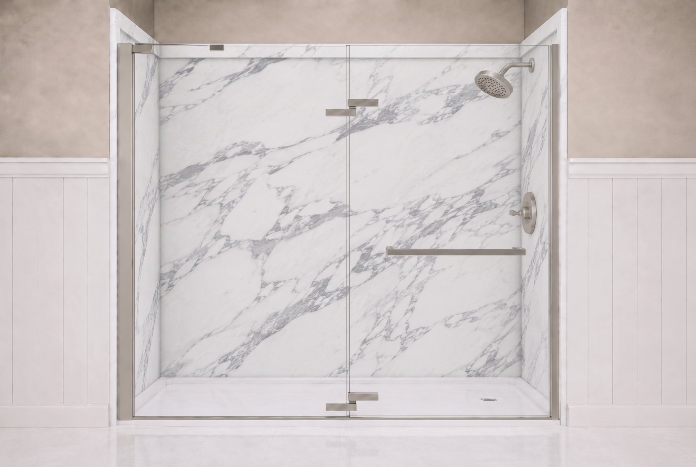 Calacatta White Walls With The Selected Fixture