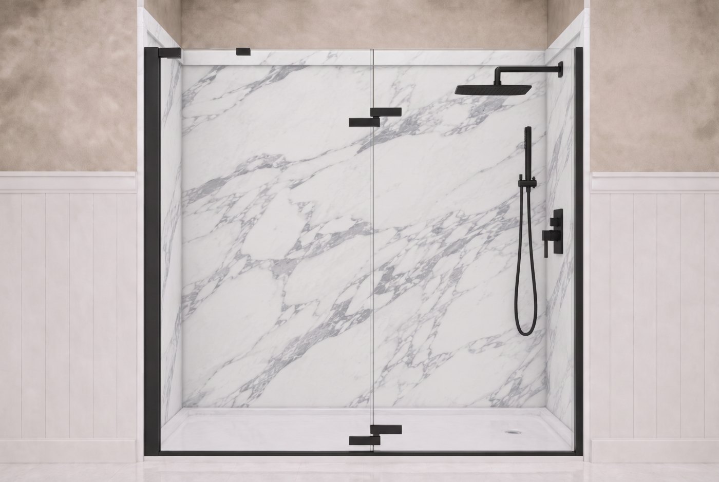 Calacatta White Walls With The Selected Fixture