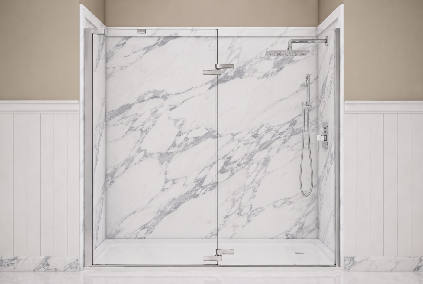 Calacatta White Walls With The Selected Fixture