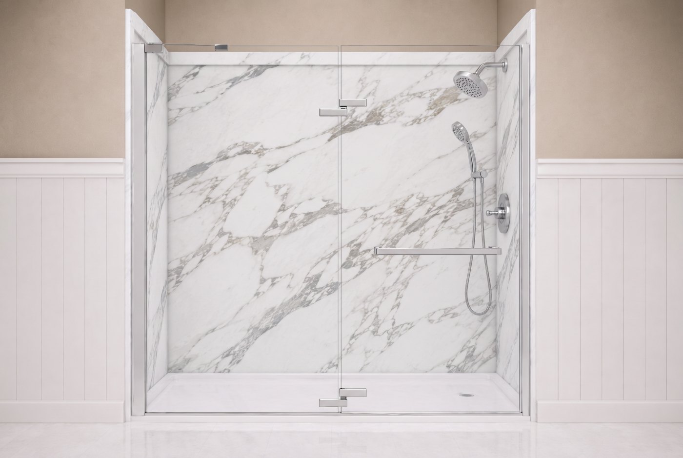 Calacatta White Walls With The Selected Fixture