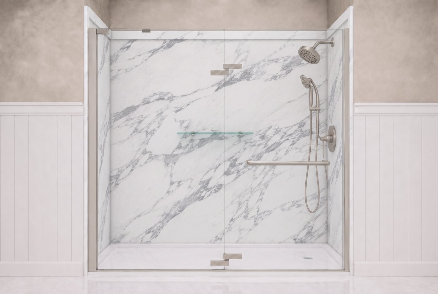 Calacatta White Walls With The Selected Fixture