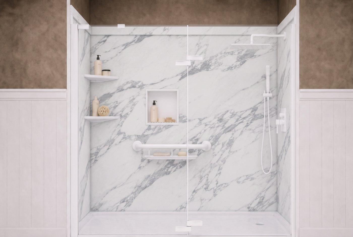 Calacatta White Walls With The Selected Fixture