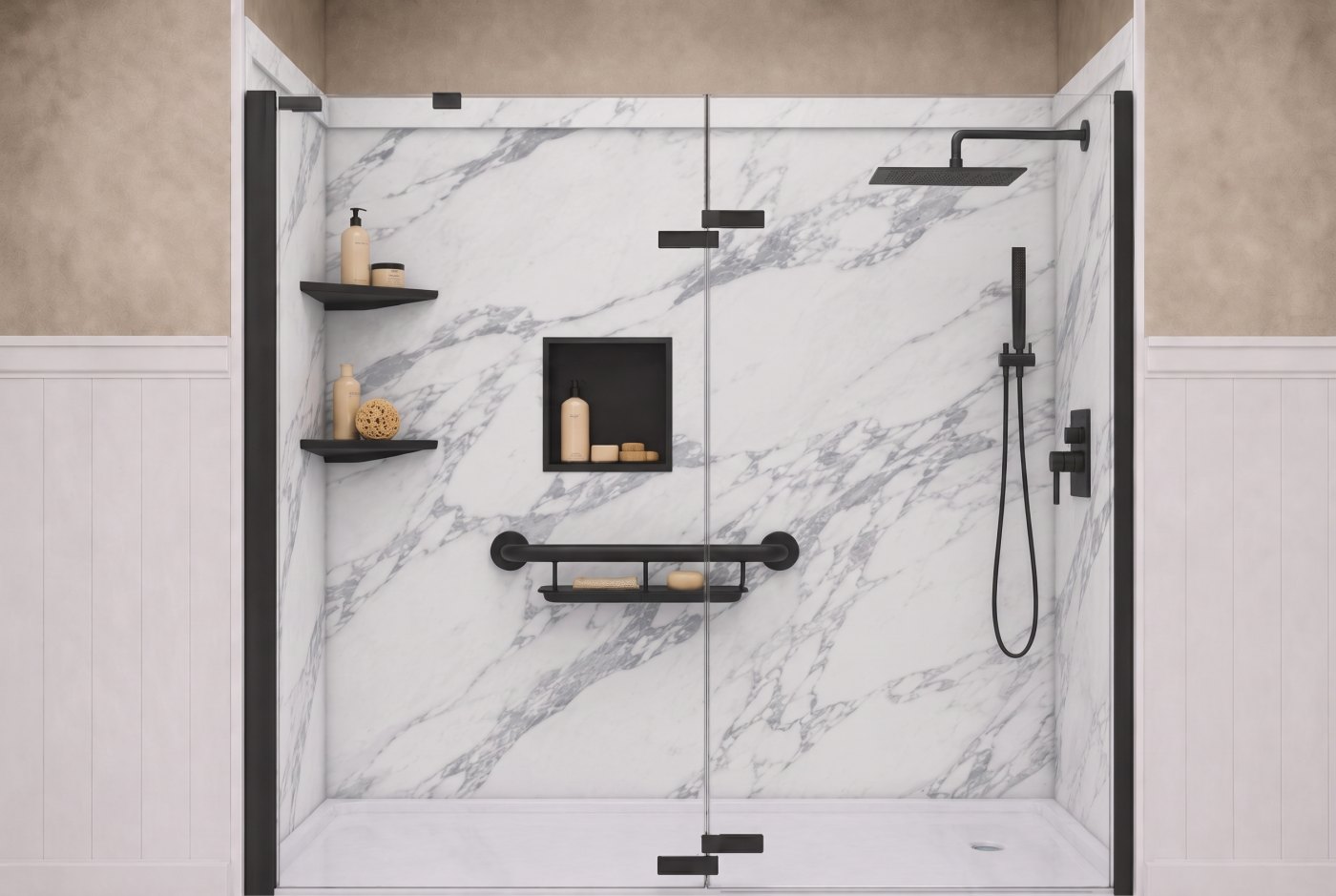 Calacatta White Walls With The Selected Fixture