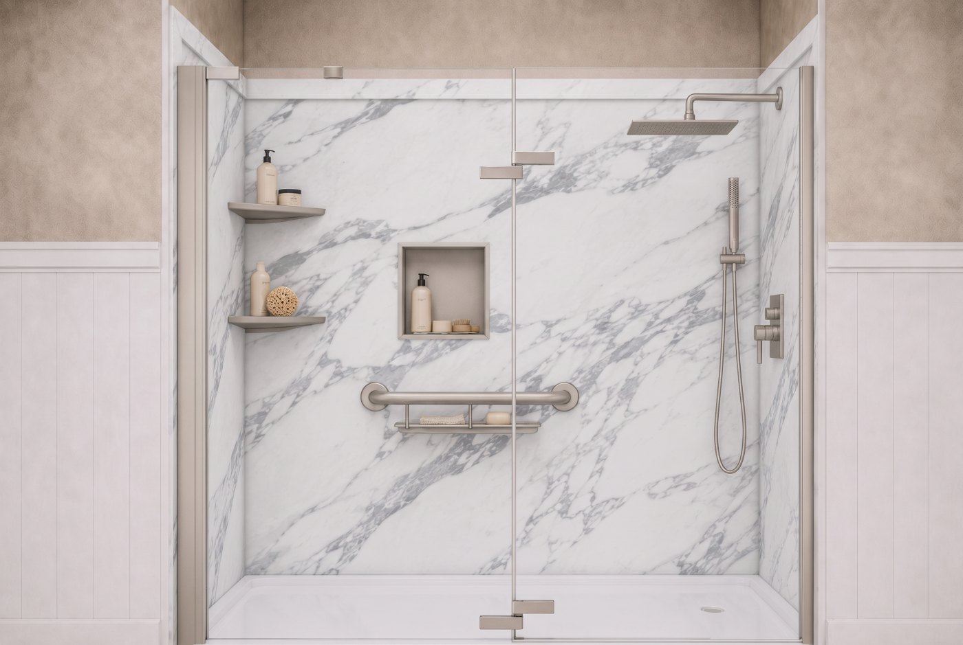 Calacatta White Walls With The Selected Fixture