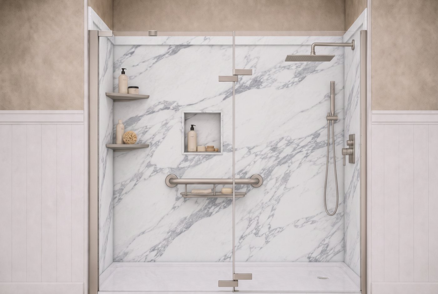 Calacatta White Walls With The Selected Fixture